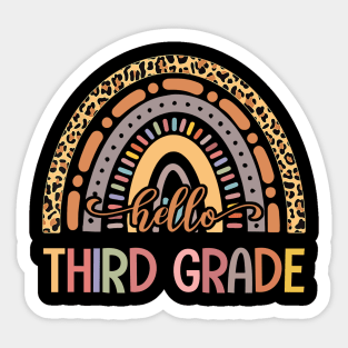 Hello Third Grade Leopard Rainbow Back To School Sticker